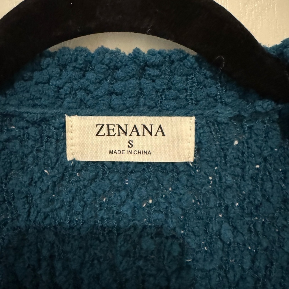 Cozy Teal Open-Front Sweater - Picture 4 of 6